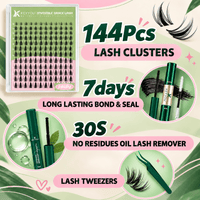 KEYYOU Fairy DIY lash kit with wispy lash clusters, BEST LASH bond & seal, lash remover, and tweezers.