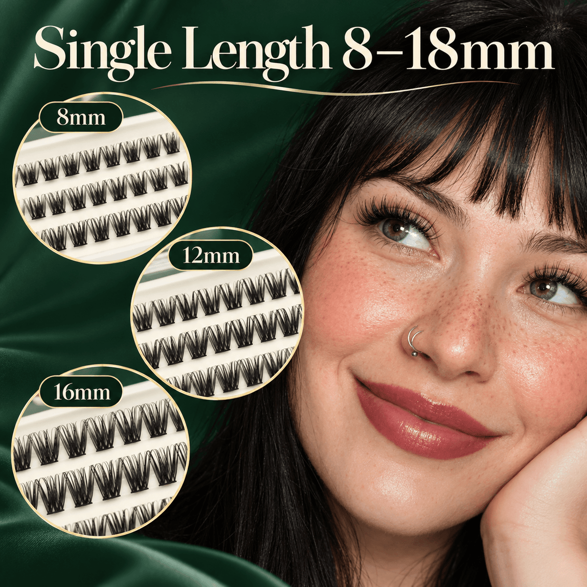 KEYYOU Flora single length lash clusters in 8mm to 18mm lengths for a voluminous look