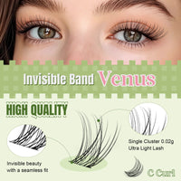 KEYYOU Venus lightweight C curl lash clusters with an invisible band and seamless fit