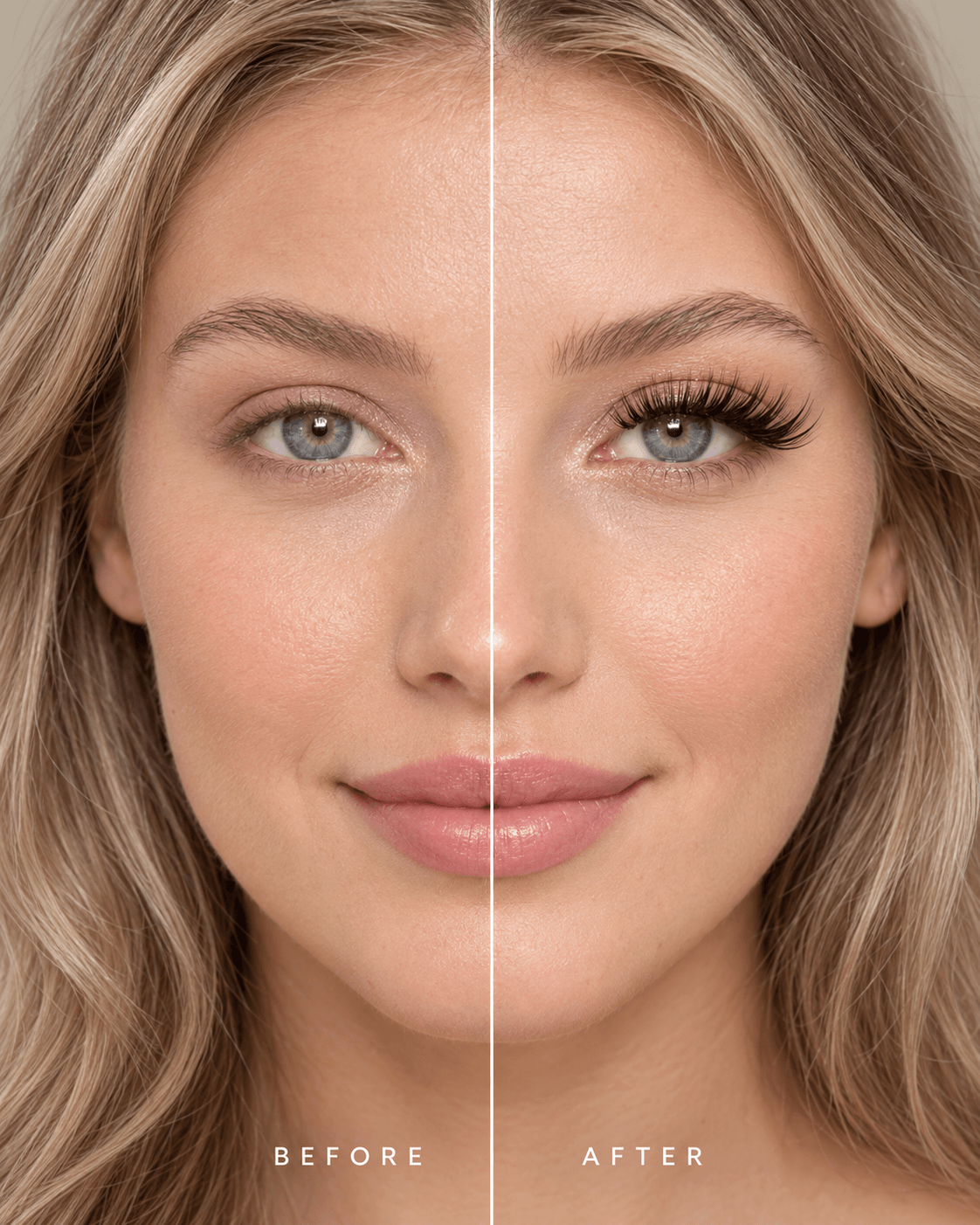 Before and after comparison showing the full wet look created by KEYYOU Flora